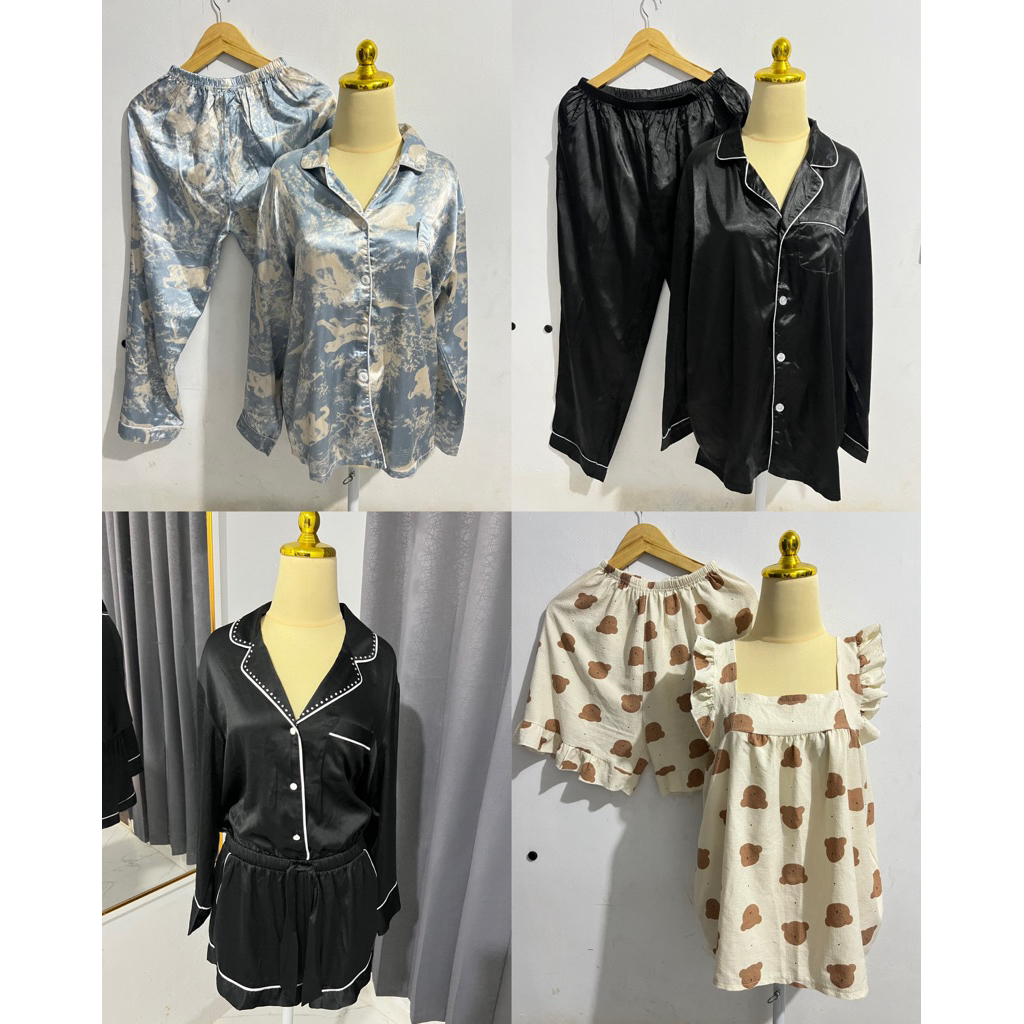 Preloved set piyama/ Edisi perboboan/ Piyama satin/ Piyama Murah/ Piyama satin murah/ Set piyama mur