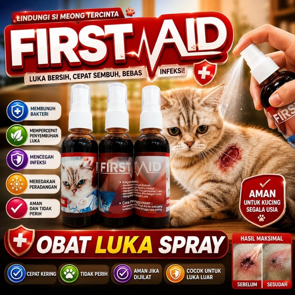 FIRST AID - Obat Luka Kucing Luka Setelah Steril Obat Luka Terbuka Bernanah Luka Bakar Borok Iritasi
