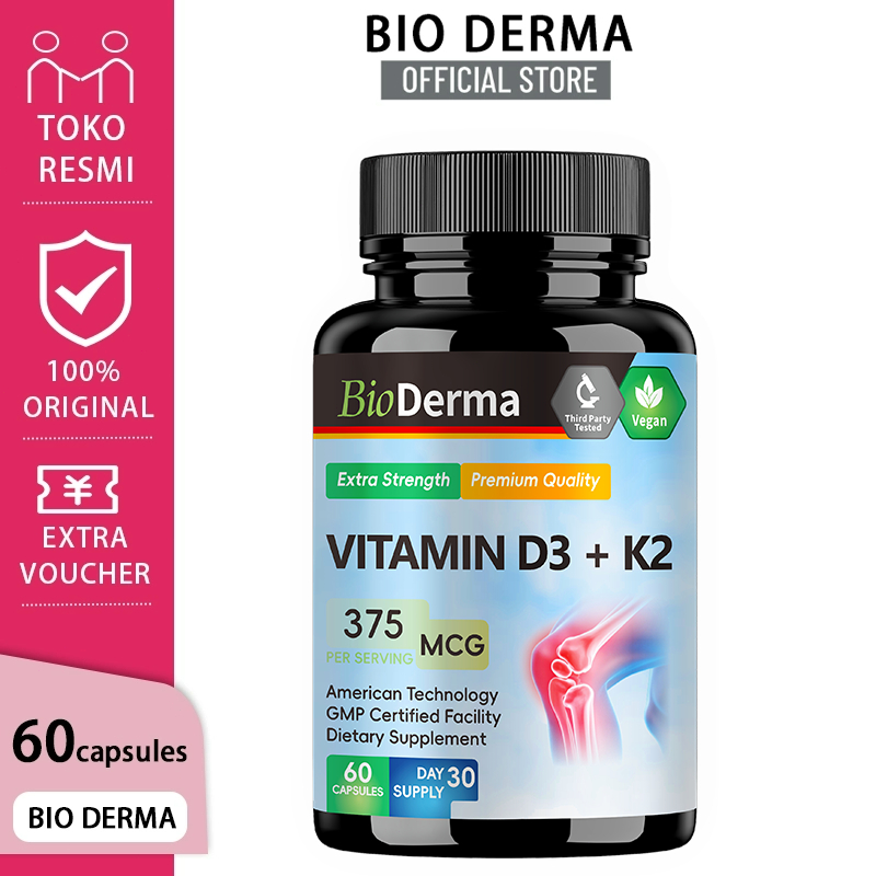 Bioderma Vitamin D3K2 1000IU, dukung kesehatan tulang, tingkatkan penyerapan kalsium, hasil maksimal