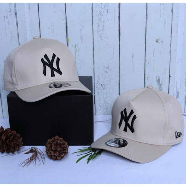 Topi Baseball Trucker Logo NY Premium Pria Wanita Bordir Premium Unisex dengan Cap Logo NY Cream Hit
