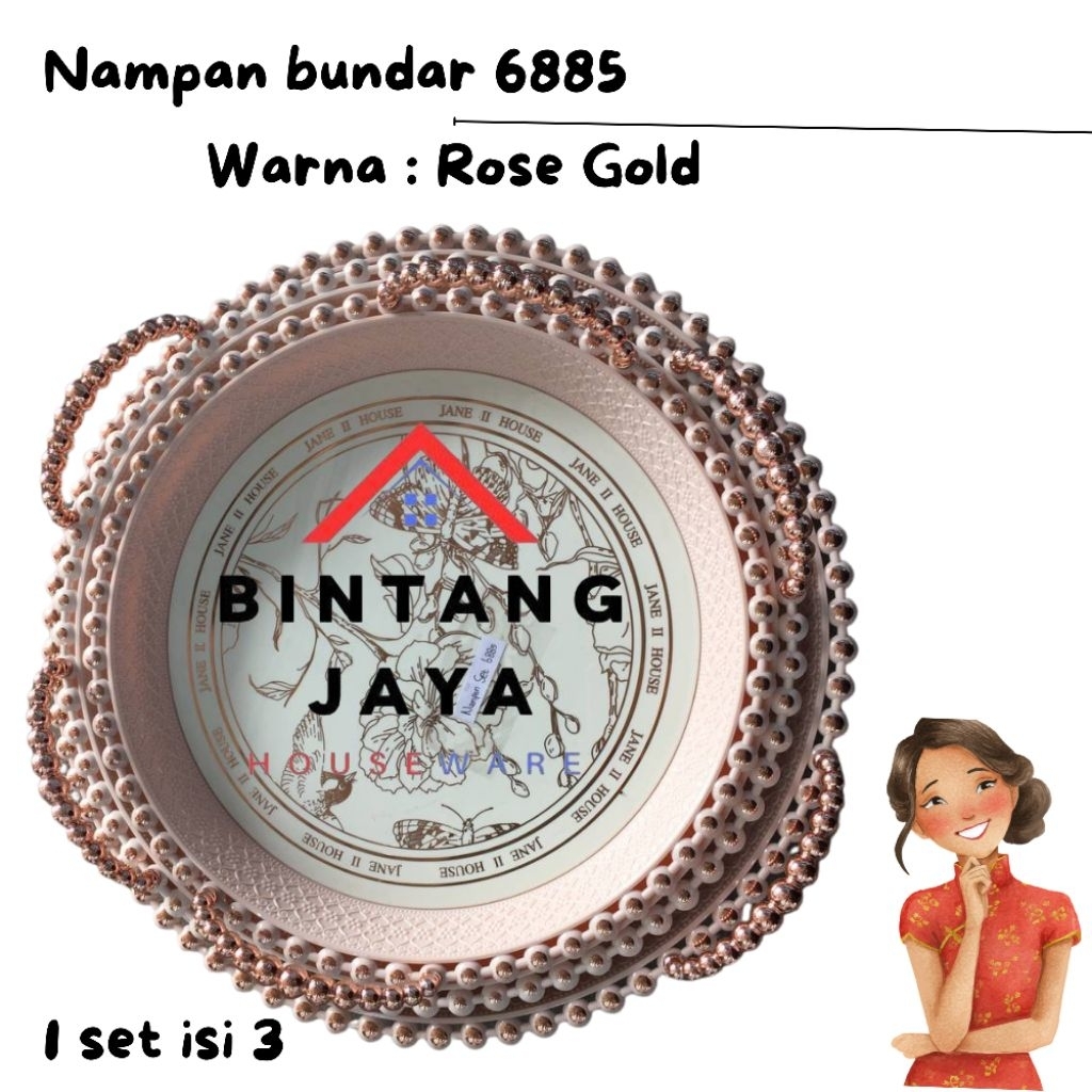 Nampan Estetik || Nampang Mewah || Nampan Bulat Rosegold || Nampan Bulat Gold || Nampan Bulat set