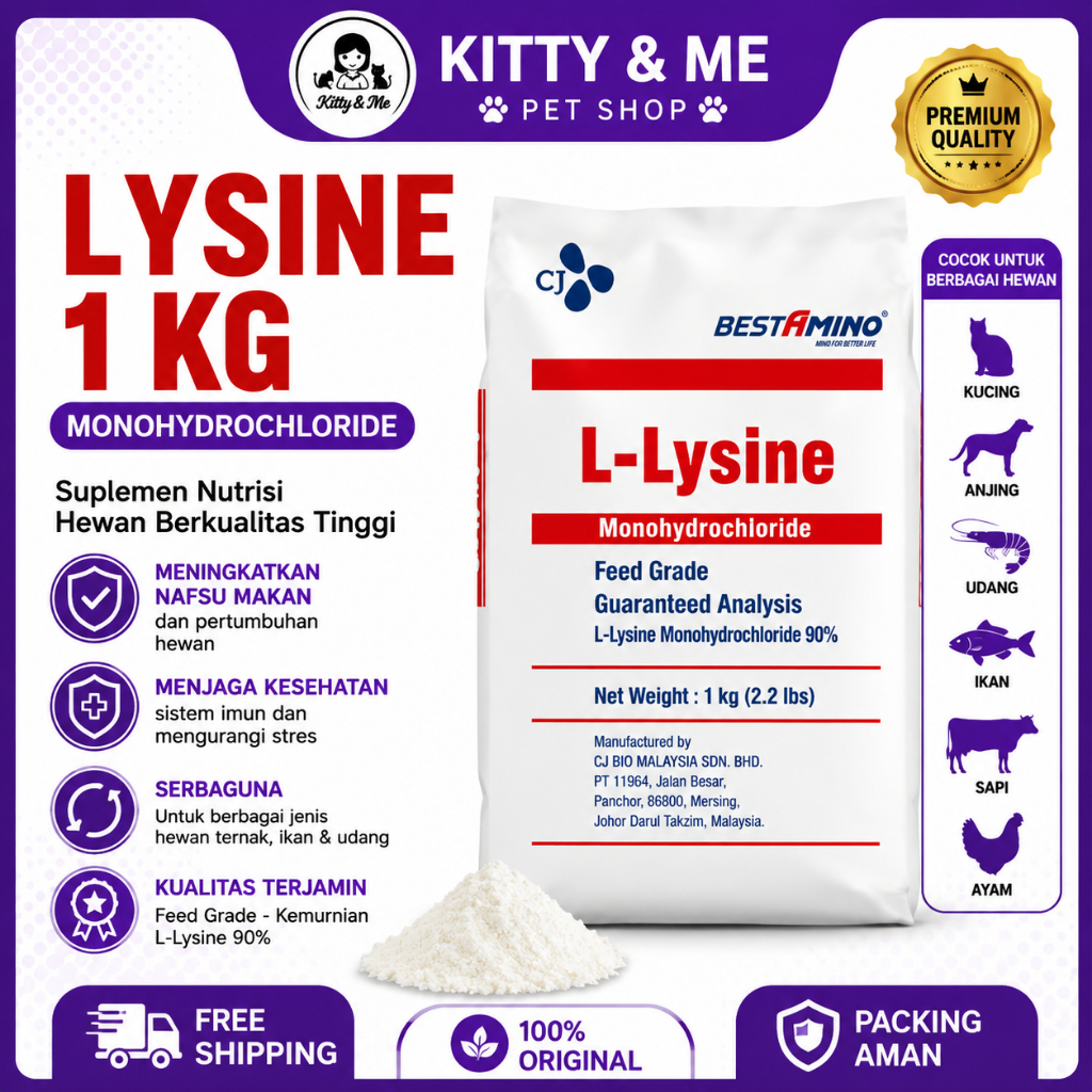 LYSINE 1 KG - Suplemen Vitamin Kucing Anjing Udang Ikan Sapi Dan Ayam