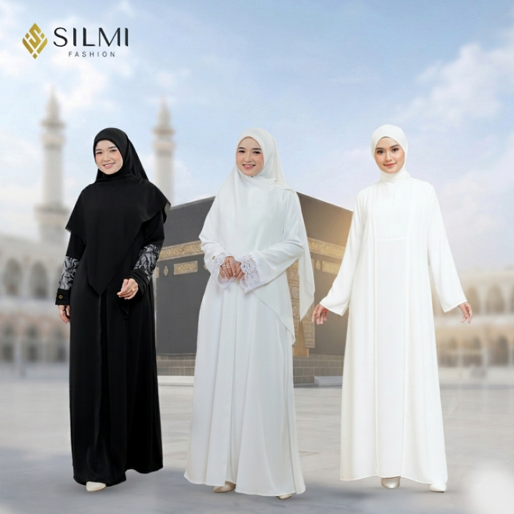 [SILMI] Abaya Anti UV Premium - Gamis Abaya Putih - Gamis Umroh Haji - Abaya Gamis Polos