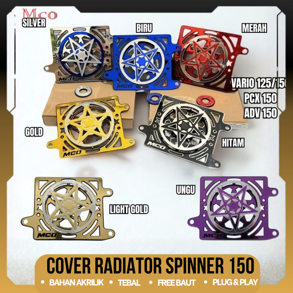 COVER RADIATOR VARIO 125/150 PCX 150 ADV150 SPINNER MODEL BINTANG BAHAN AKRILIK AKSESORIS TUTUP RADI