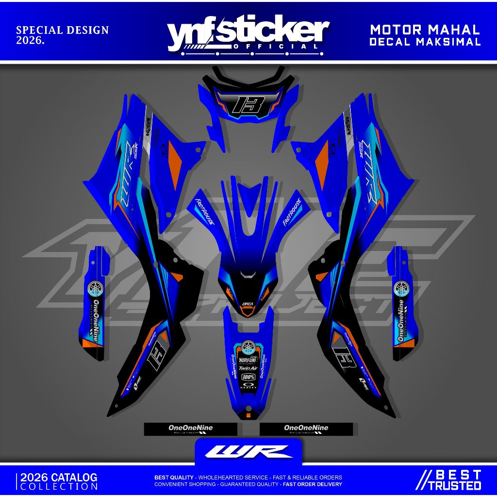 STICKER DECAL WR 155 2026 BIRU Glossy Tahan Lama CHROME METALIC Bebas Request Terbaru - Sticker Prem