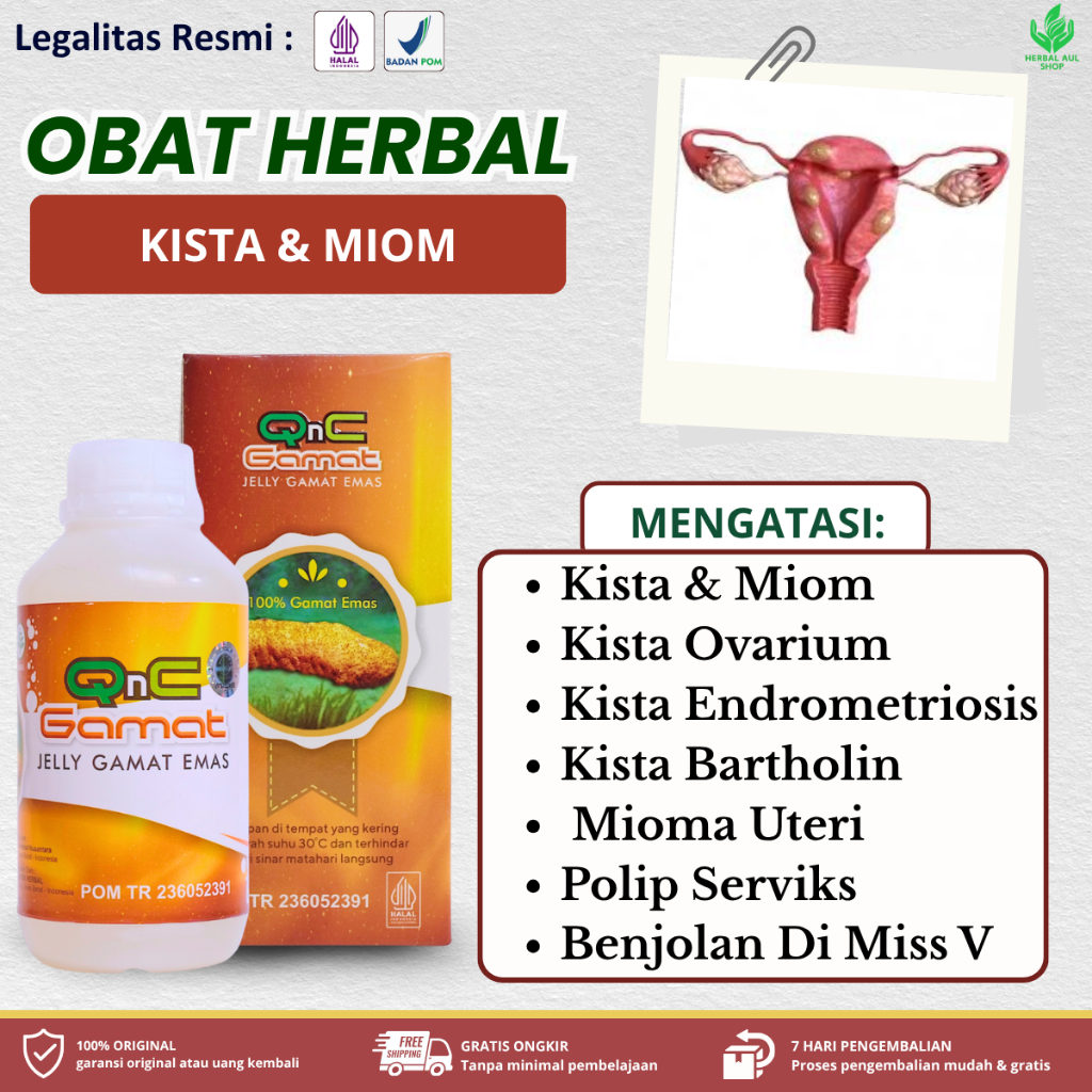 QnC Jelly Gamat Obat Kista & Miom, Kista Ovarium, Kista Endrometriosis, Kista Bartholin, Kista Nabot