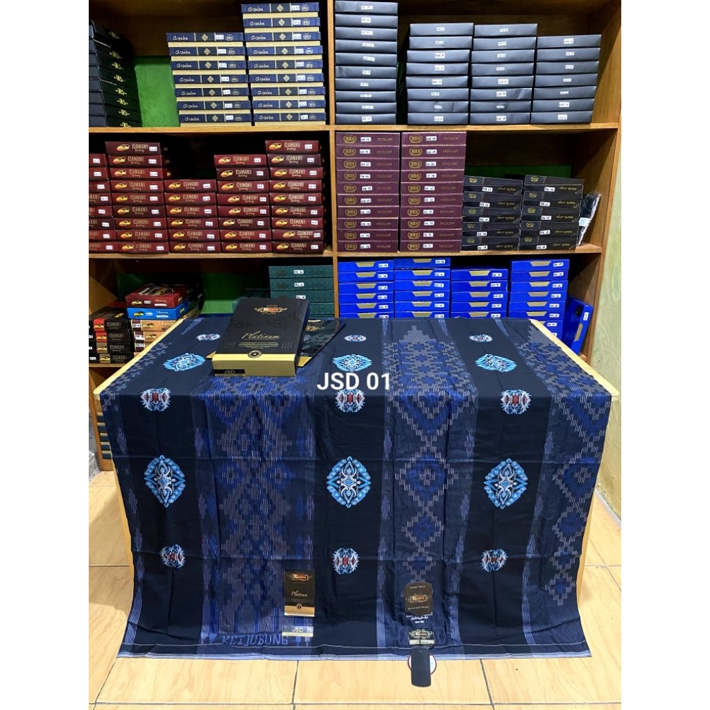 SARUNG KETJUBUNG PLATINUM GOLD MOTIF JSD, GJK, GSI & SILVER MOTIF SPP (HITAM & PUTIH)