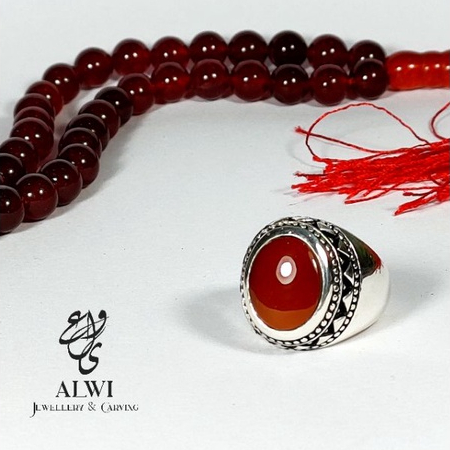 CINCIN AKIK YAMAN AHMAR BATU AQEEQ LAKI YEMEN ORIGINAL RING PERAK MURNI ASLI