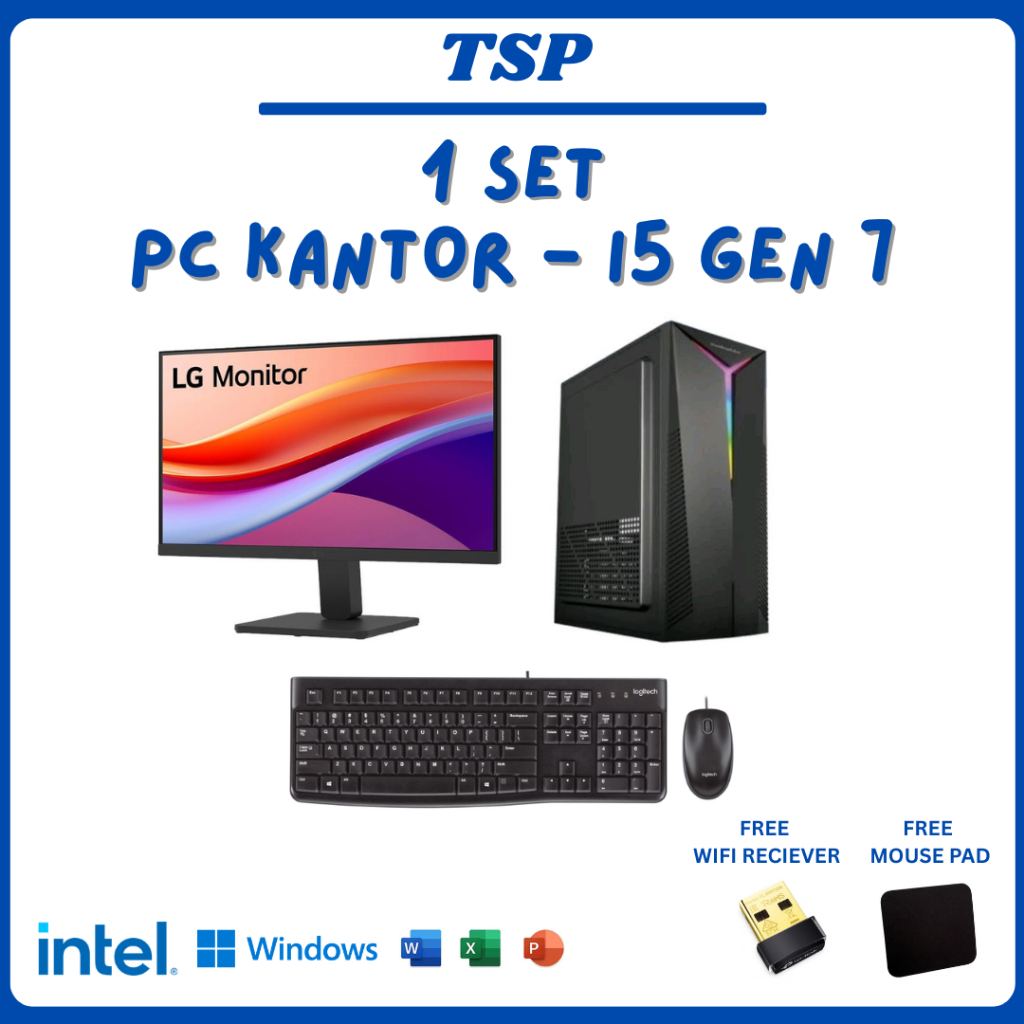 [ 1 SET ] PC RAKITAN CPU KANTOR / OFFICE / ADMIN intel i5 Gen7 + MONITOR + KEYBOARD & MOUSE