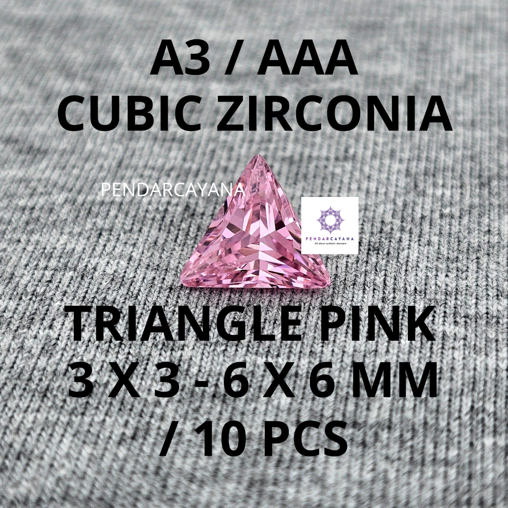 CUBIC ZIRCONIA A3 / AAA 3X3 - 6X6 MM TRIANGLE PINK / 10 PCS