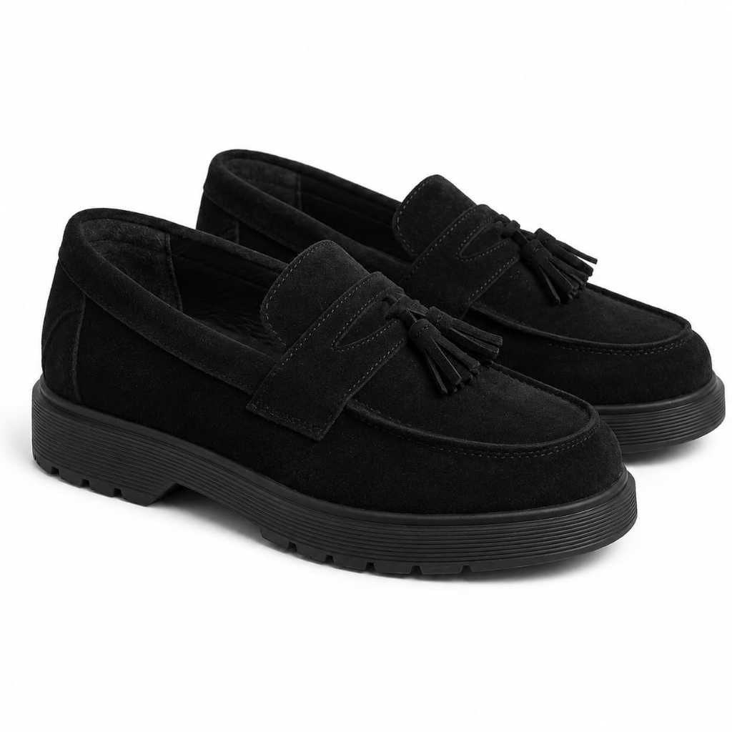 Stealth Docmart Loafers Sepatu Loafers Pria Suede Sol Tebal Polos Ukuran 39-43 Loafers Suede Sol Teb