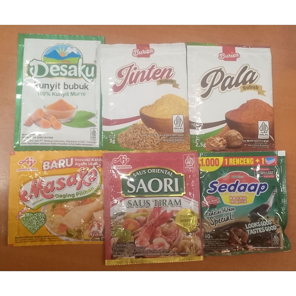 2 Pcs Kecap Sedaap + 2 Pcs Kunyit Bubuk + 2 Pcs Masako + 2 Pcs Saori Saus Tiram + 2 Pcs Jinten Bubuk