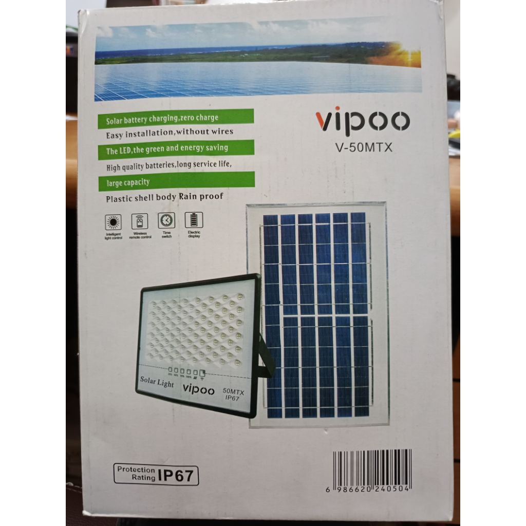 Lampu Solar Panel 50w Vipoo IP67 Tenaga Surya