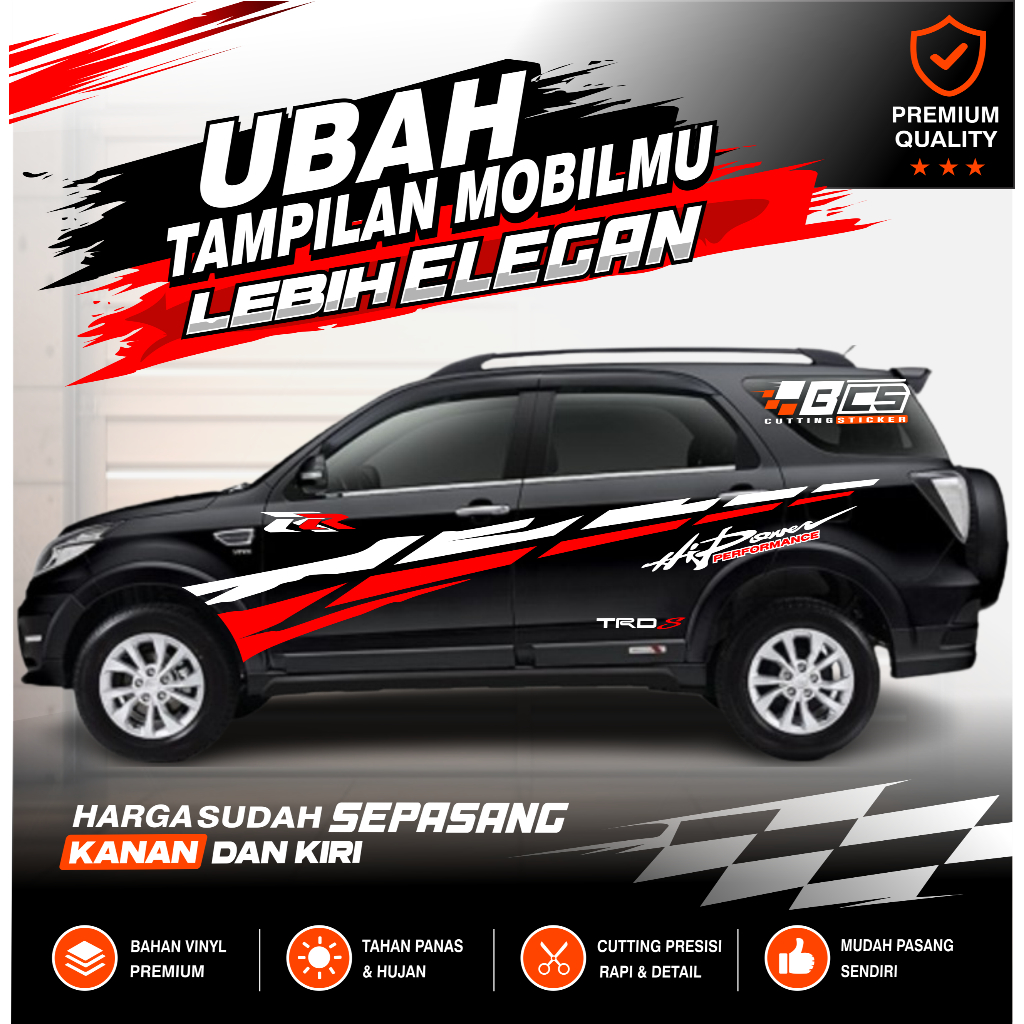 NEW STIKER MOBIL - tiker body mobil TRD Sportivo rush 2016-2020 stiker mobil rush terios