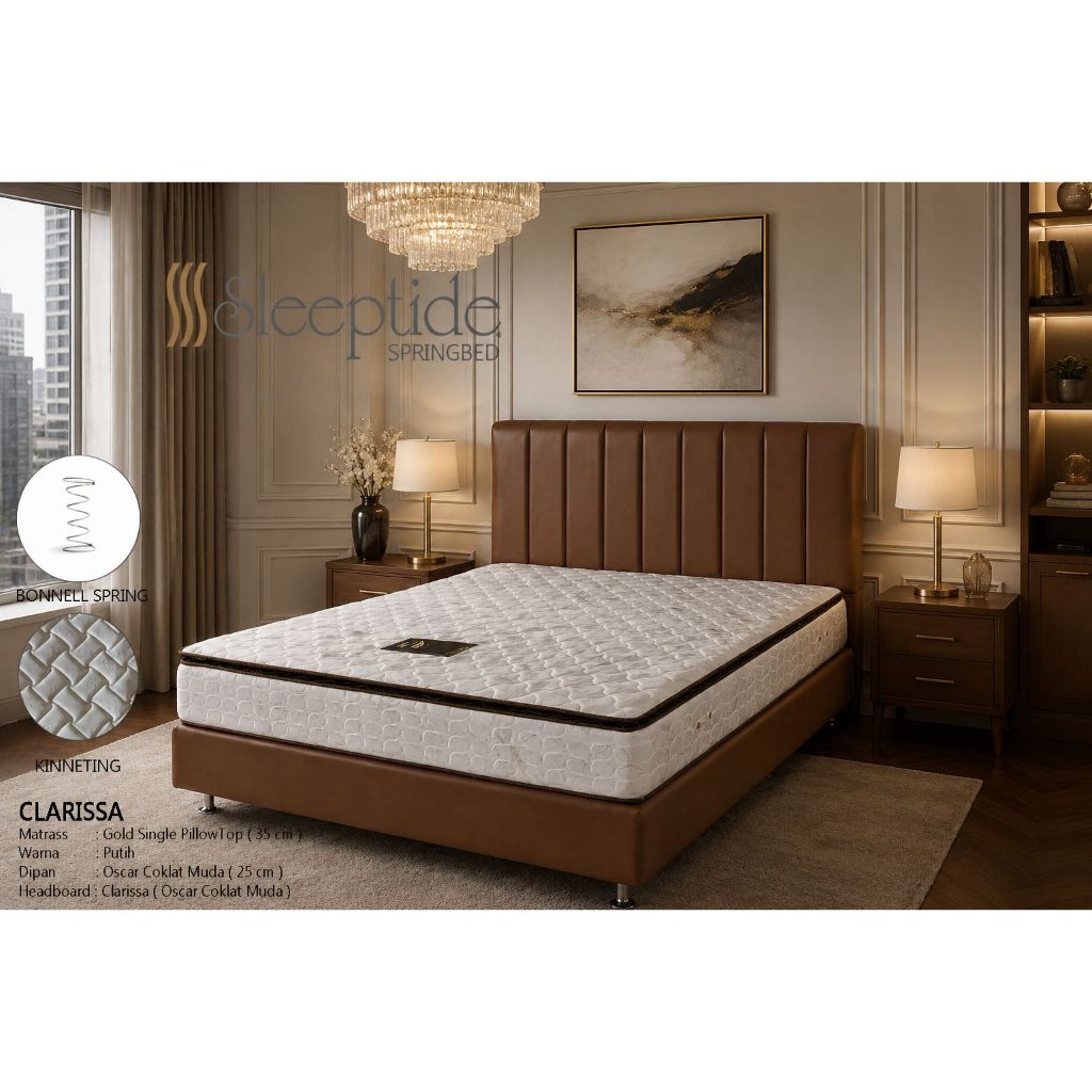 SLEEPTIDE springbed dipan headboard sandaran clarissa coklat muda