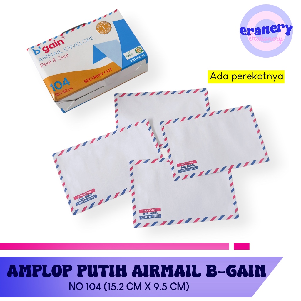 AMPLOP PUTIH AIRMAIL BGAIN NO 104 / AMPLOP PEREKAT BGAIN NO 104