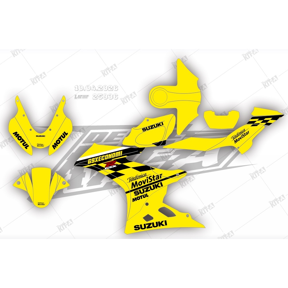 Decal gsx r Decal Stiker gsx r Full Body biru kombinasi putih stabilo