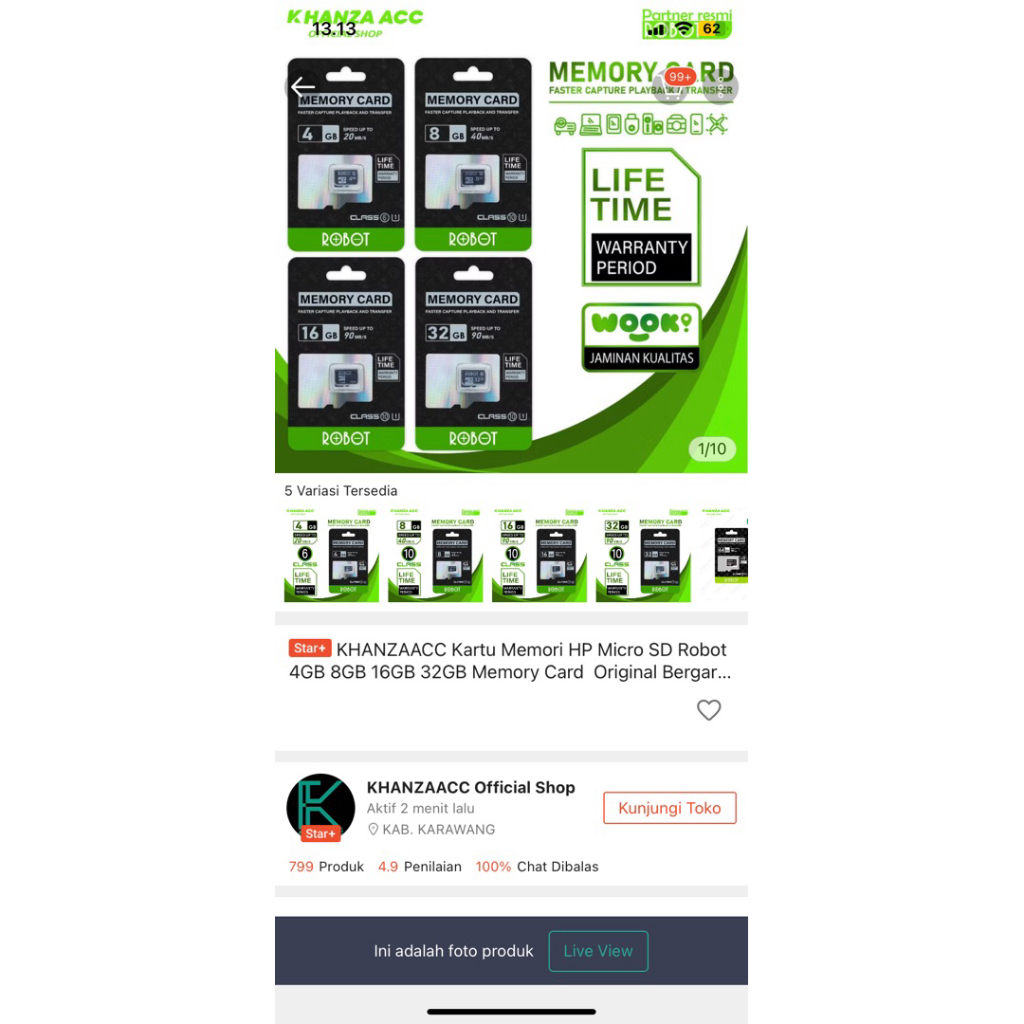 KHANZAACC Kartu Memori HP Micro SD Robot 4GB 8GB 16GB 32GB Memory Card  Original Bergaransi Resmi