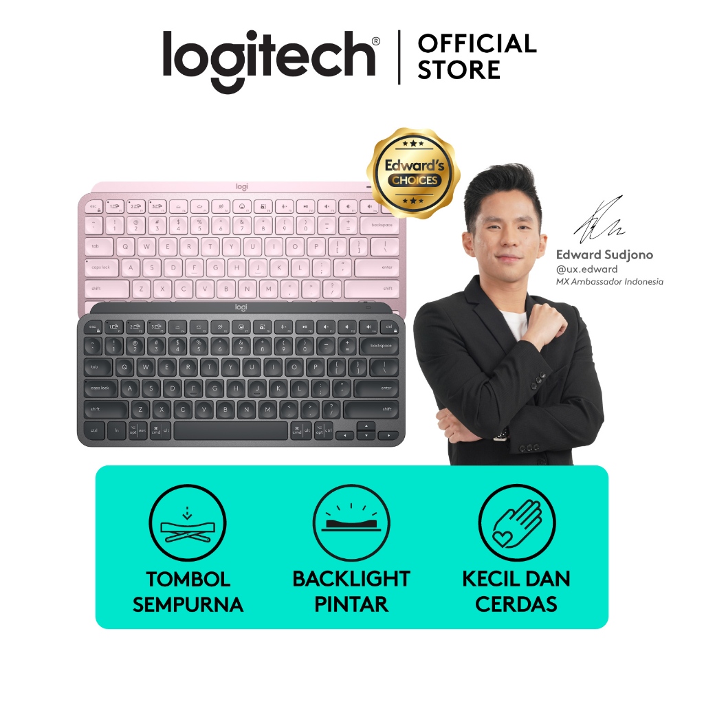 Logitech MX Keys Mini Keyboard Wireless Bluetooth Minimalist Backlit Illuminated for Power Users Win