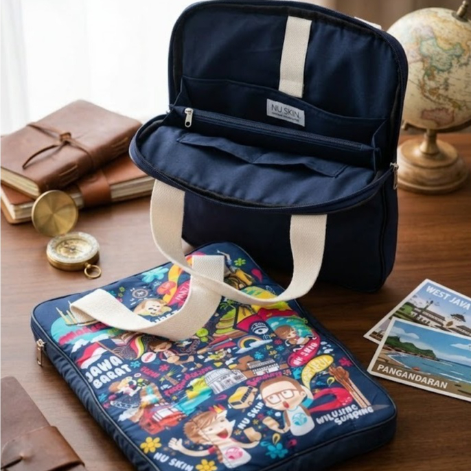 Tas laptop karakter navy / tas laptop lembut / totebag jinjing medium
