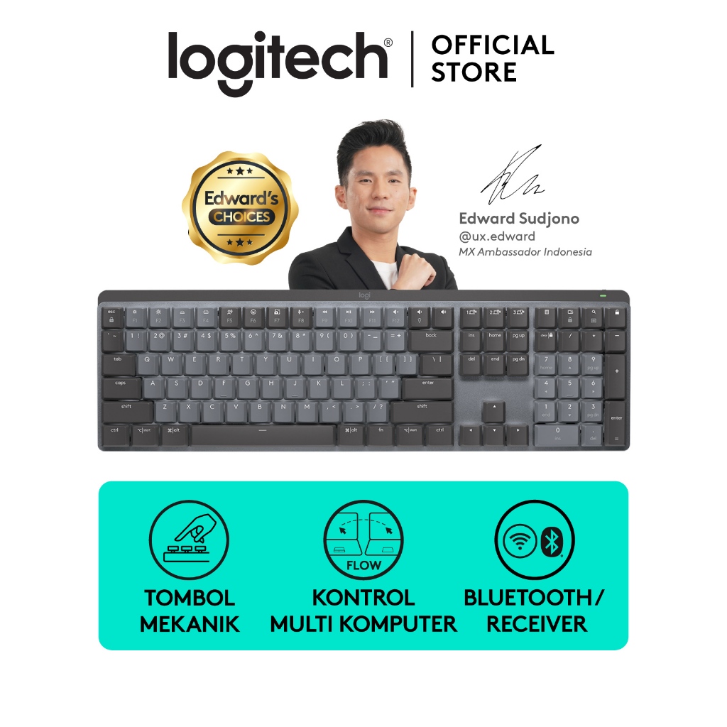 Logitech MX Mechanical Tactile Keyboard Wireless Bluetooth Backlit