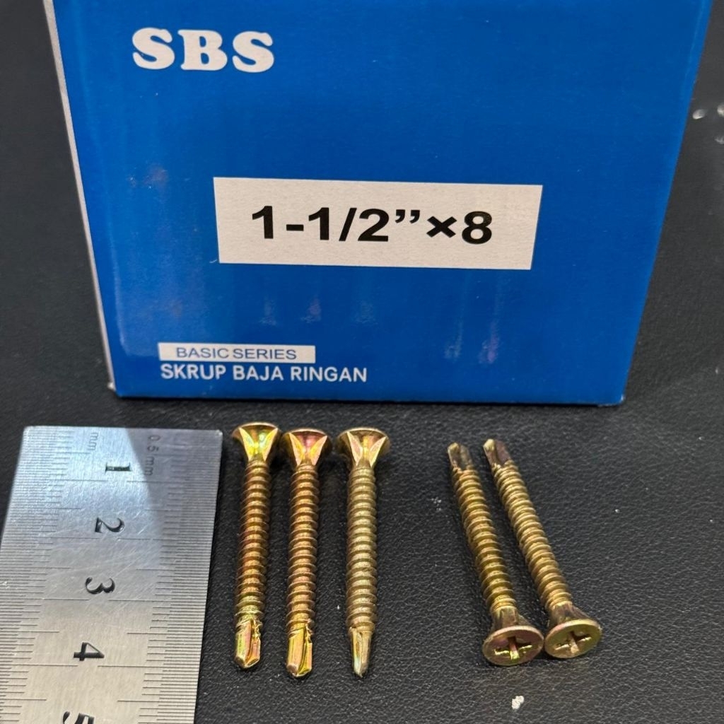 GYPSUM SDS “ SBS KUNING & HITAM FIT  1.5” & 1” inci ( isi 250pcs & 360pcs  ) Baut sekrup gipsum 4cm 
