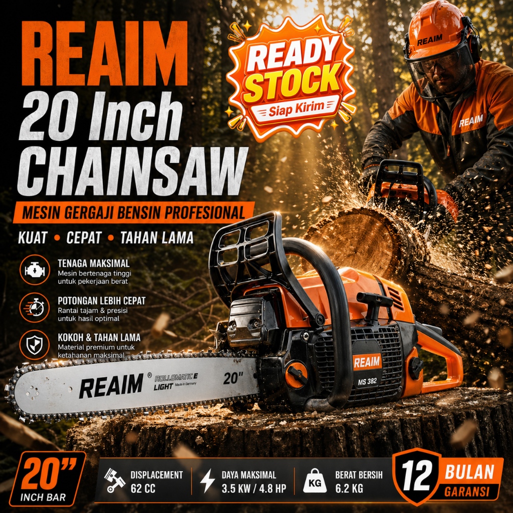REAIMxSTIHL Mesin Potong Kayu 58CC Mesin sinso senso Chainsaw 2Tak 22inch Original