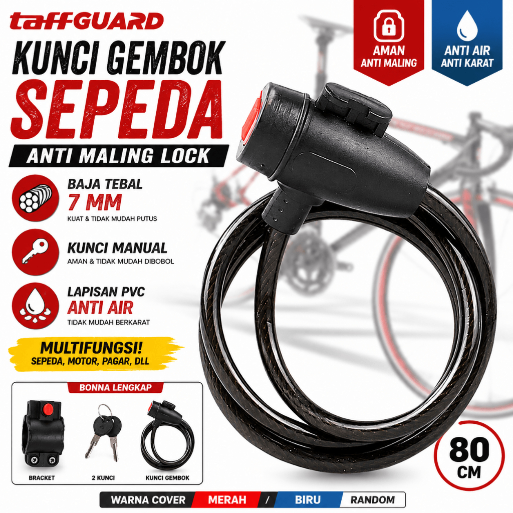 Gembok Sepeda Anti Maling Lock Murah Tali Kunci Sepedah MTB Gunung