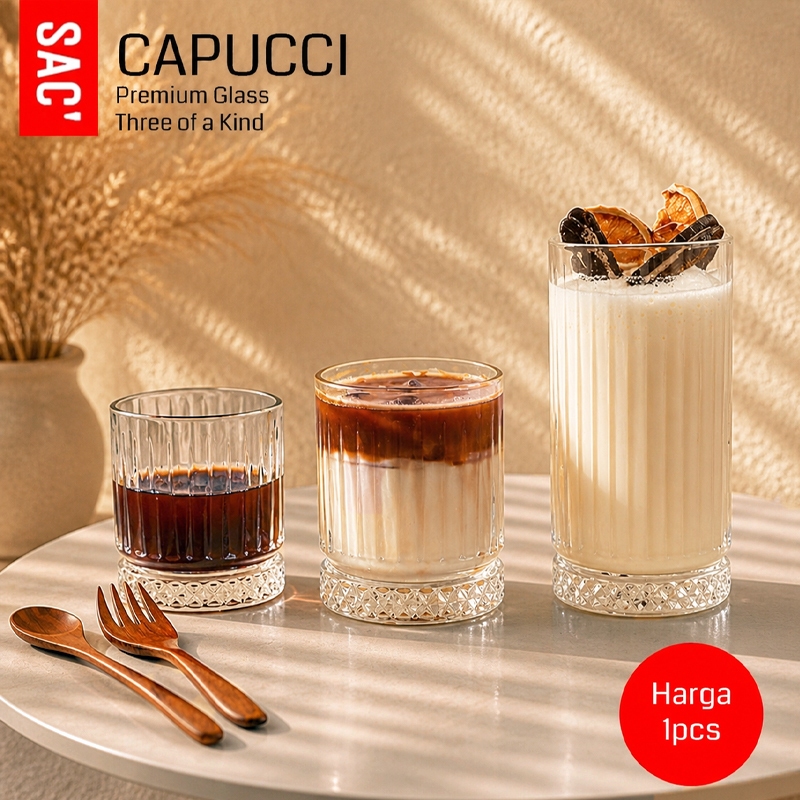 CAPUCCI Dessert Glass Coffee Mug Gelas Matcha Gelas Kaca Gelas Kopi Teh Susu Minum