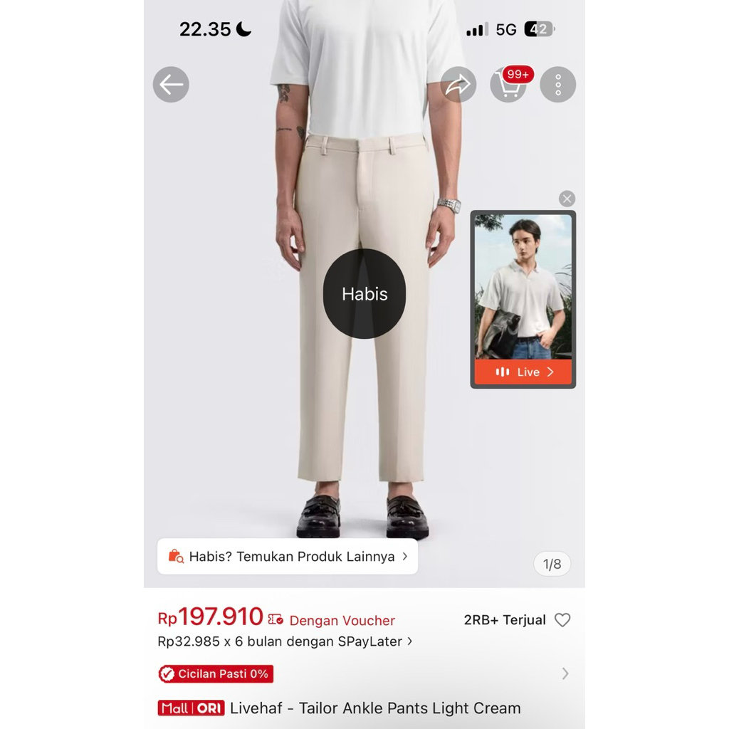celana ankle pants livehaf preloved 1x pakai
