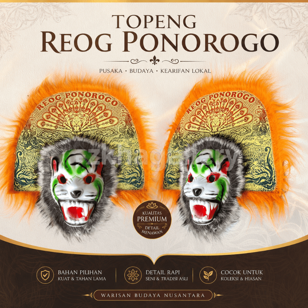 Topeng Spon Harimau Reog Mini Mainan Anak Topeng Reog Bulu Kecil Topeng Tradisional Jaranan Barongan