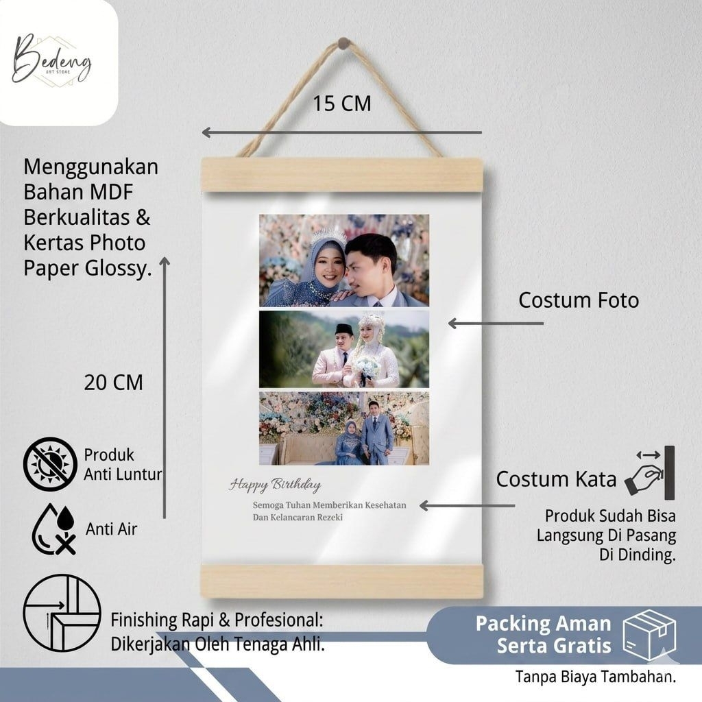 Pigura Kayu 20x30/15x20 Cetak Foto Custom Estetik