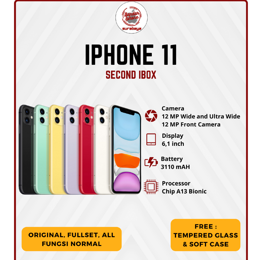 iPhone 11 64GB/128GB/256GB Fullset Second iBox Bergaransi