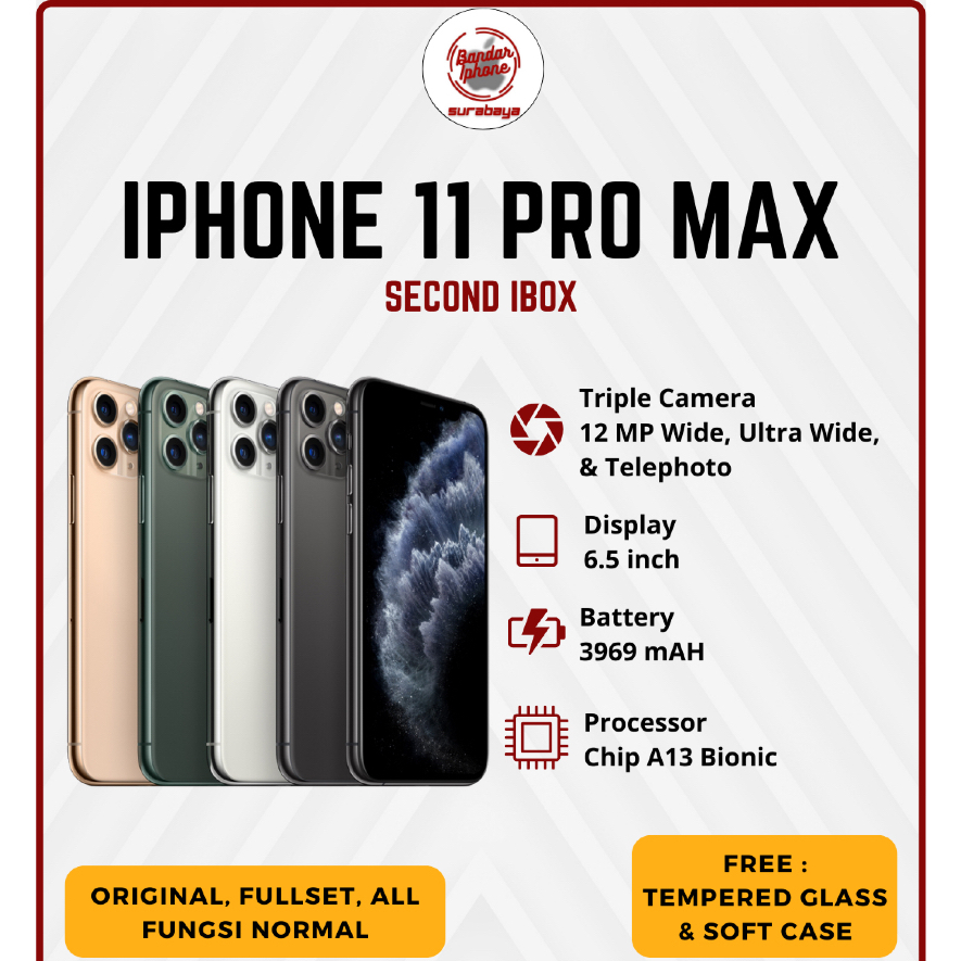 iPhone 11 Pro Max 64GB/256GB/512GB Fullset Second iBox Bergaransi
