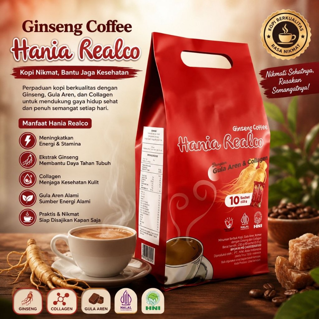 HNI HANIA Realco Ginseng Coffee kopi herbal alami
