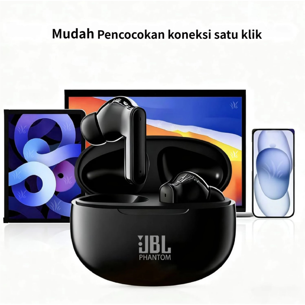 BIG PROMO EARBUD NIRKABEL JBL PHANTOM TWS ASLI EARPHONE BLUETOOTH UNTUK GAMING HEADSET PEREDAM