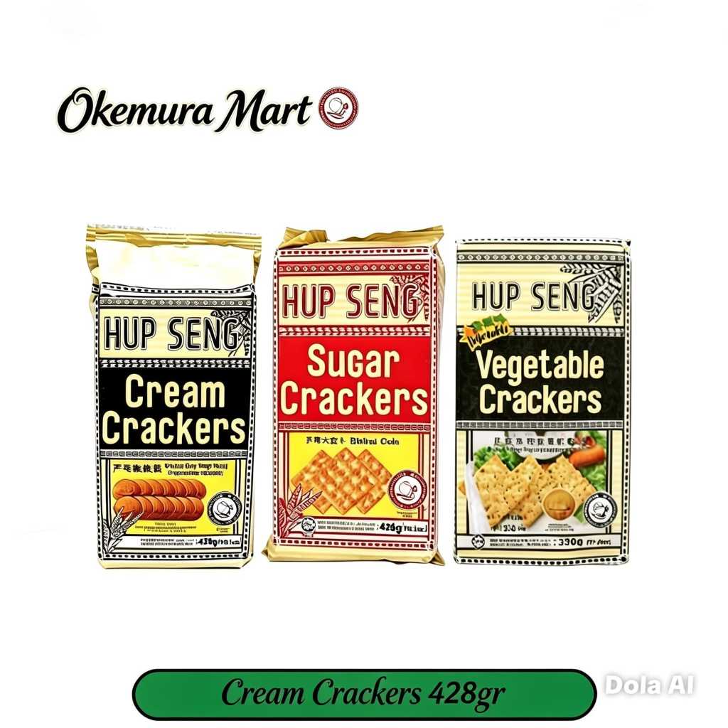 HUPSENG CREAM CRACKERS 428 GR/SUGAR CRACKERS 428 GR/VEGETABLE CRACKERS 330 GR