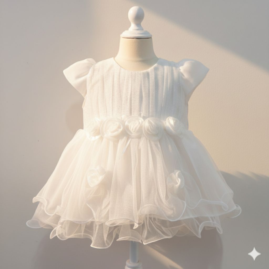 Gaun putih anak perempuan 1-2tahun,dress putih bayi,gaun anak perempuan,dress anak perempuan