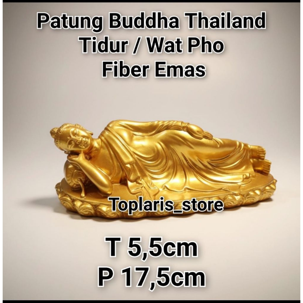 Patung Buddha Thailand Tidur Fiber Emas