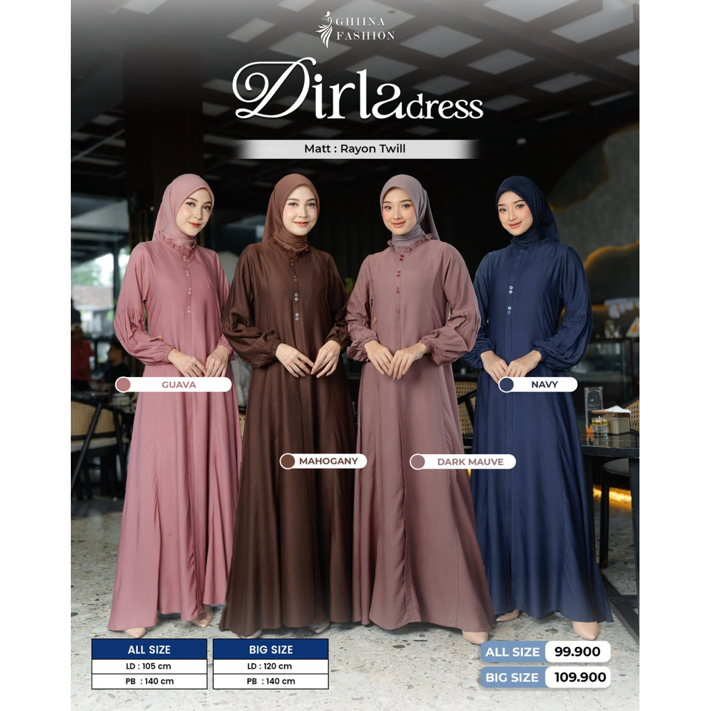 DIRLA DRESS, Gamis polos, gamis ghiina, dress ghiina, ghiina fashion, dress