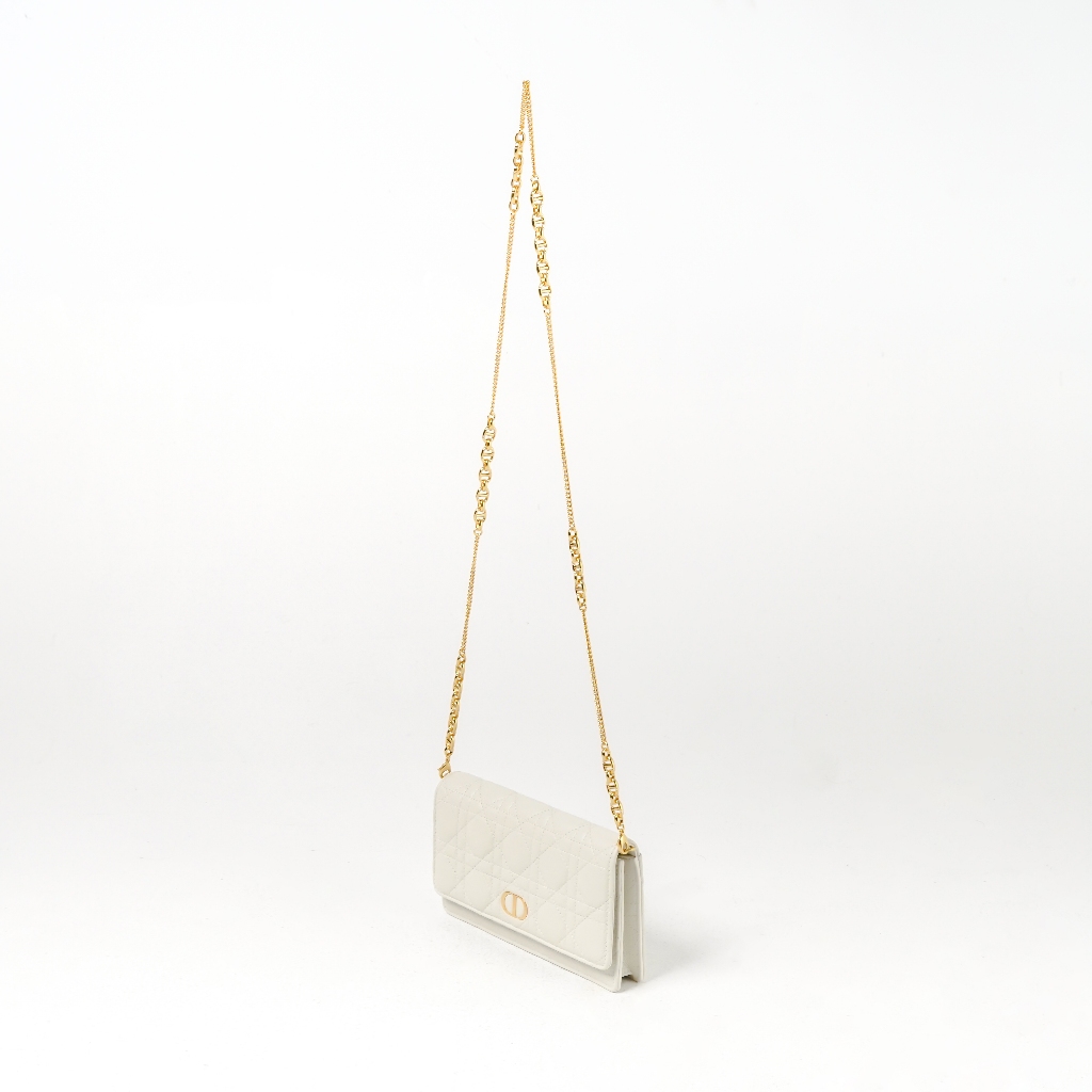 Tas CD CARO WHITE CANNAGE CALFSKIN CHAIN SHOULDER BAG 100% ORIGINAL