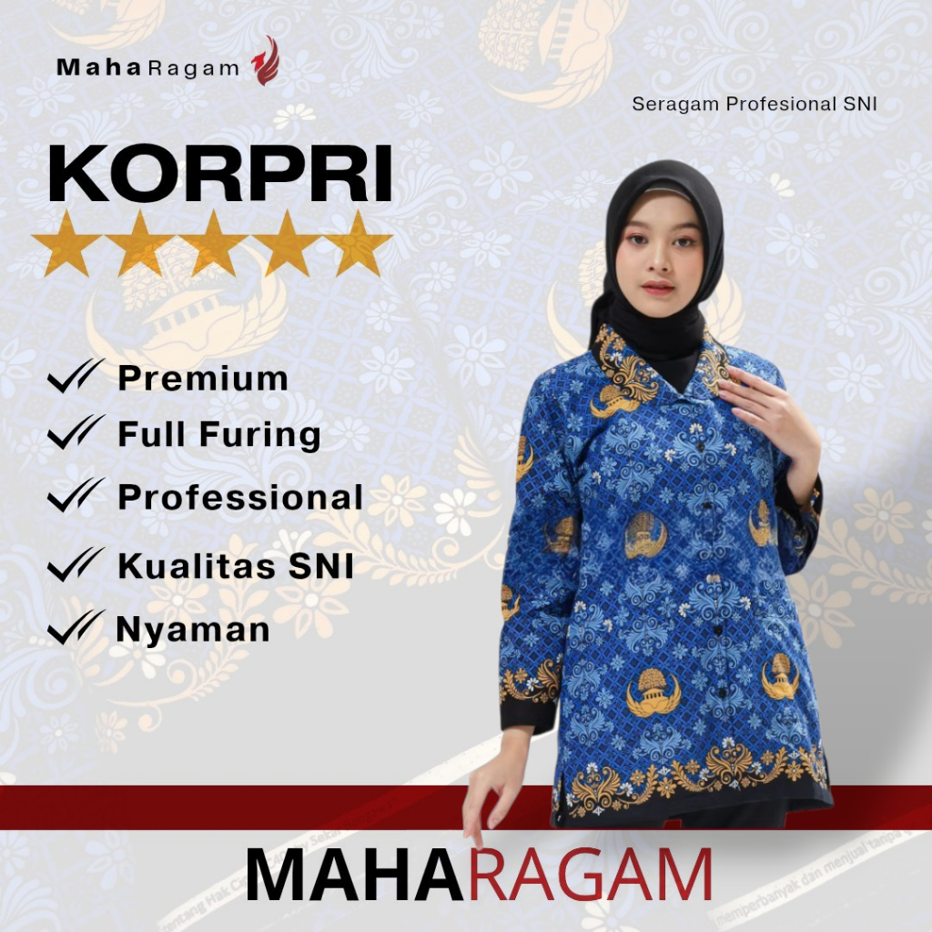 Maharagam - Seragam Korpri Wanita Lapis  Furing - Seragam Batik Korpri Pria Lapis Furing