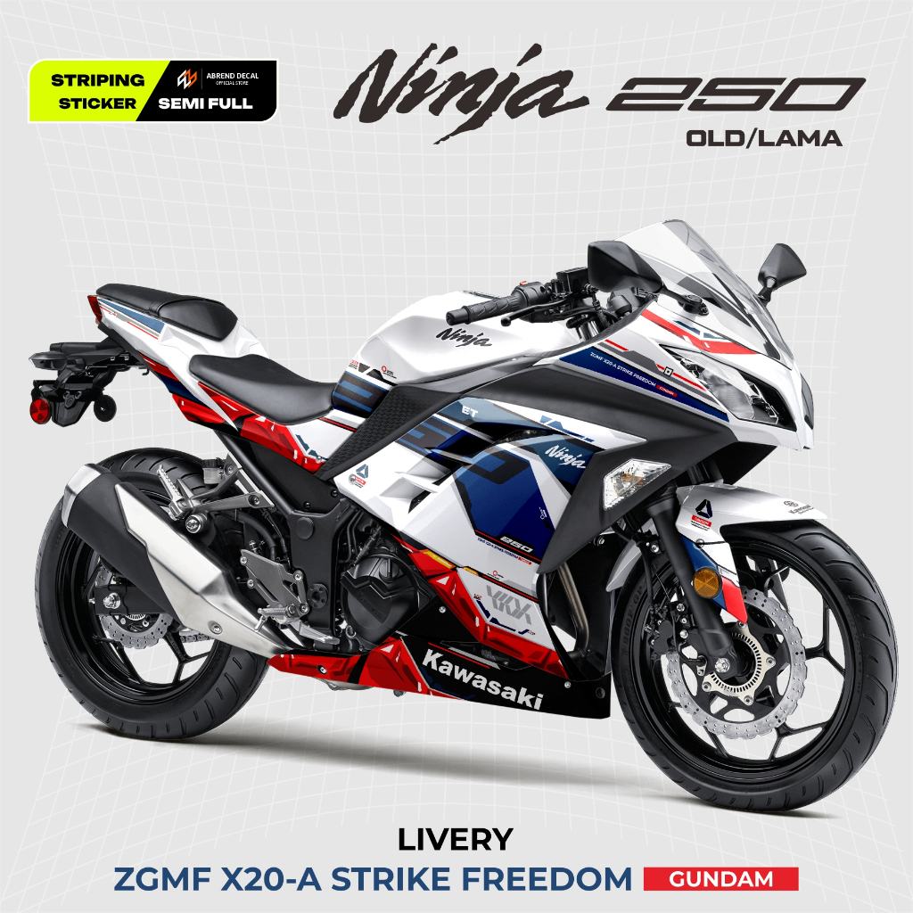 DECAL STRIPING NINJA 250 FI OLD LIVERY GUNDAM / STICKER NINJA FI / STIKER NINJA ANTI GORES