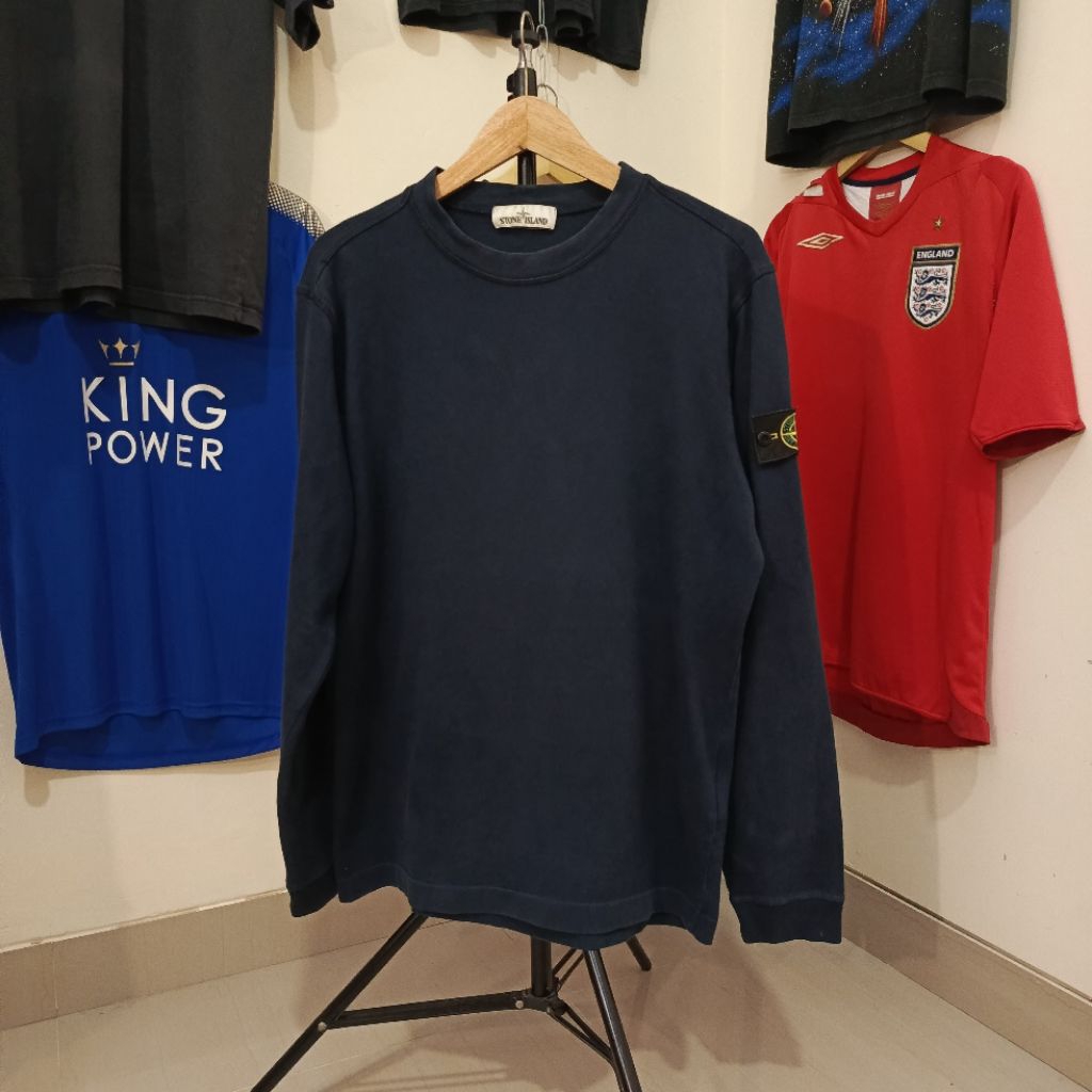 Crewneck CN Kaos Lengan Panjang Long Sleeve SI Stone Island Heavy Jersey Crew Neck Sweat Ink Patch N