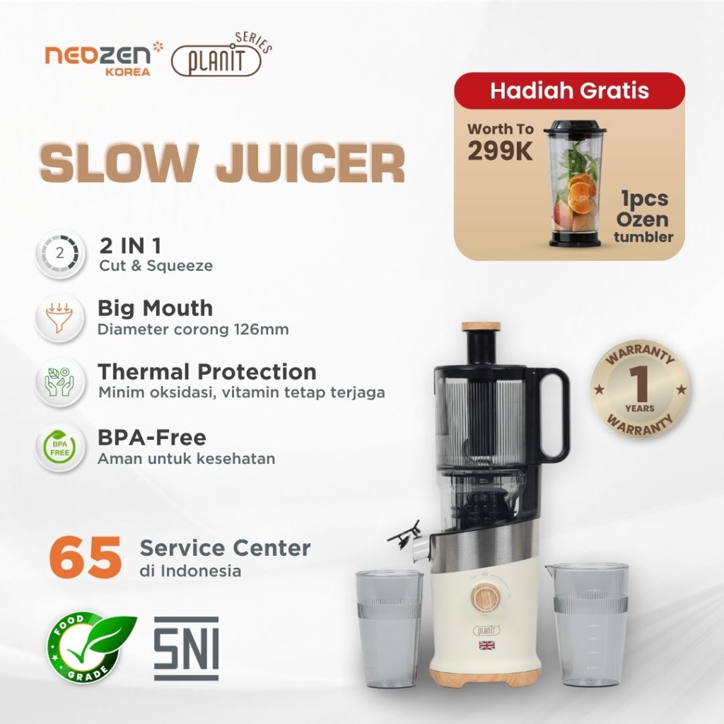 NEOZEN x PLANIT SLOW JUICER 2 IN 1 MULTIFUNGSI - BLENDER LOW WATT COLD PRESS JUICER  - BLENDER PENYA