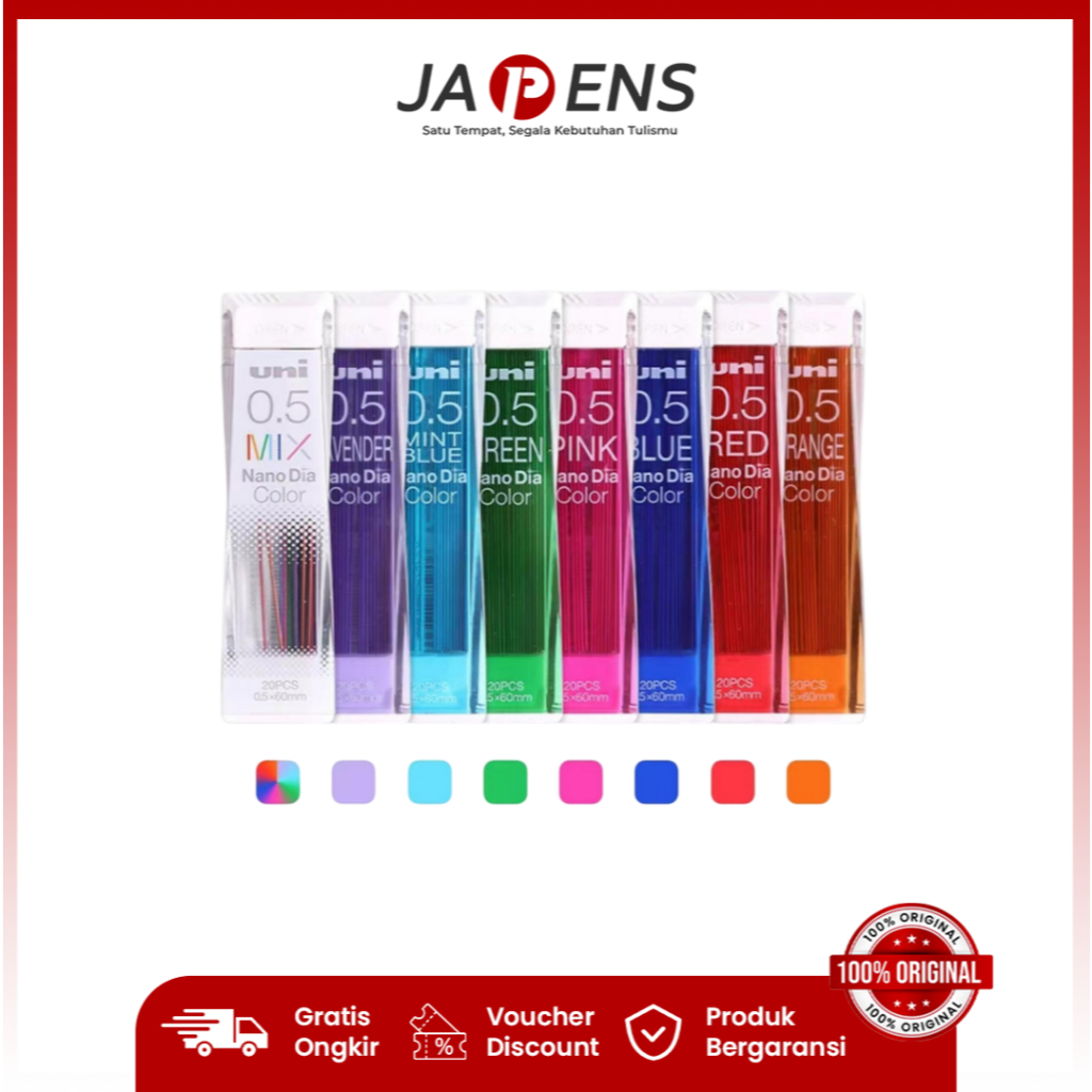 Uni NanoDia Refill Pensil Mekanik / NanoDia 0.5mm / Isi Pensil Berwarna