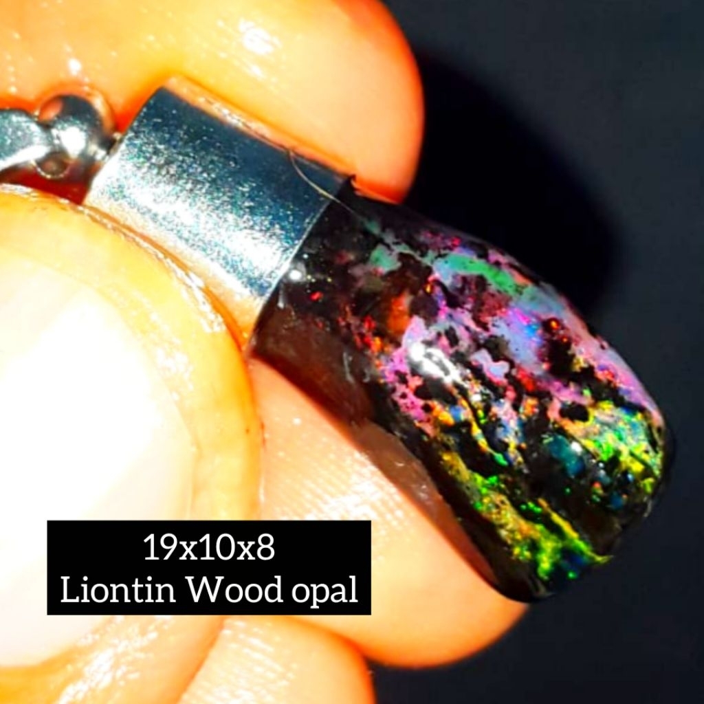 Pendant Liontin Batu Black Opal Sempur Banten Jarong Natural Bahan Ranting