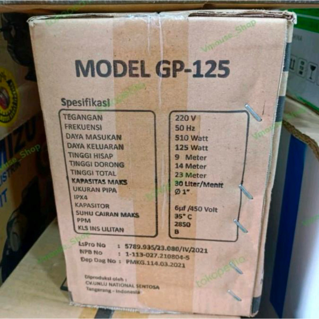 Pompa Air National Ion Gp 125 - Mesin Air National - National Pompa Air - Mesin Banyu National -