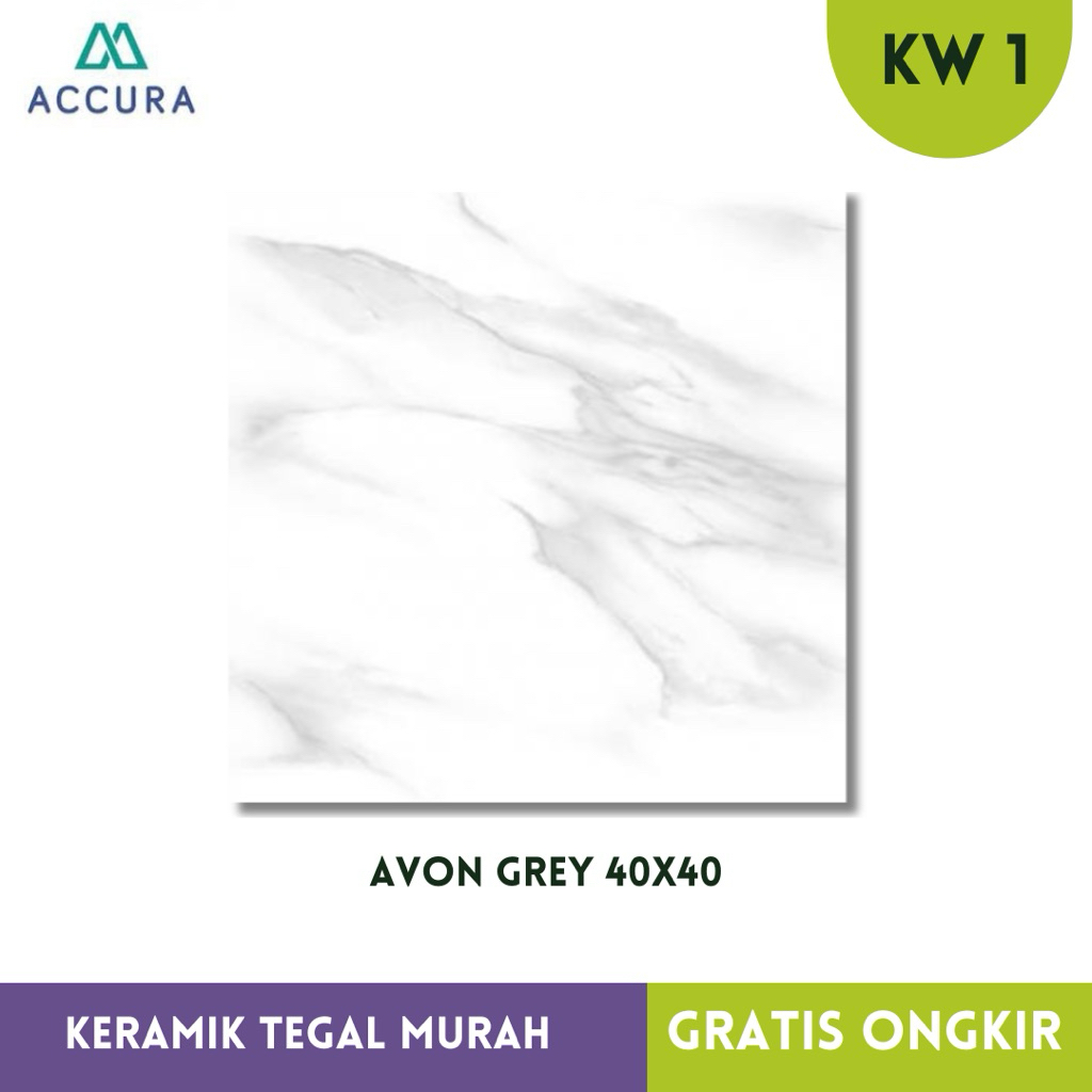 Keramik Lantai Putih Motif Glossy 40x40 Avon Grey
