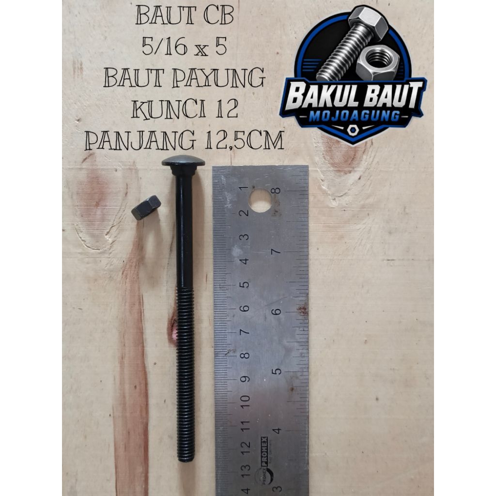 Baut CB 5/16 / baut payung / baut bak / panjang 12,5 cm